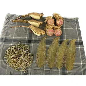 VTG 12x‎ Christmas Decorations Gold Glitter Feathers Feather Birds Ornaments